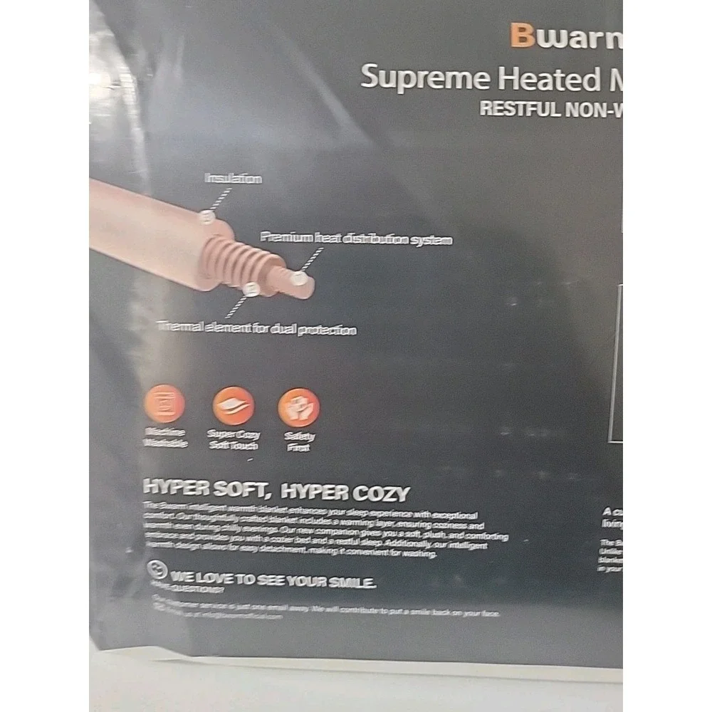 Bwarm Supreme Heated Mattress Pad, Queen Size, 9 Heat Settings 10 Time Sittings